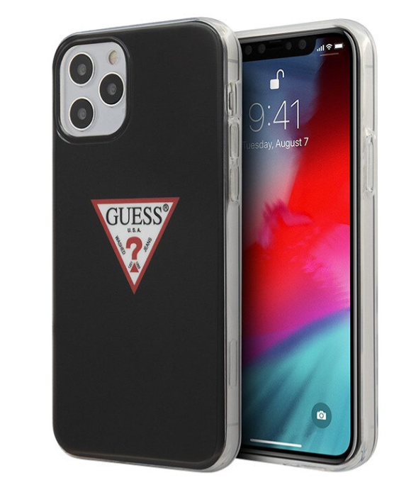 Чехол-накладка для iPhone 12 / 12 Pro (6.1) Guess Shiny Triangle logo Hard PC/TPU, Black (GUHCP12MPCUCTLBK)