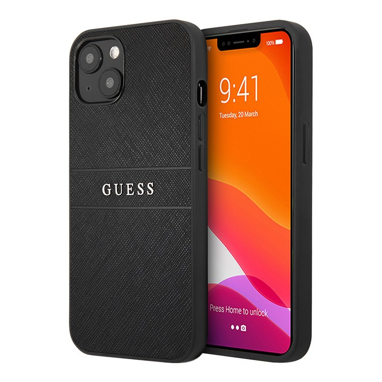 Чехол для iPhone 13 Guess PU Saffiano with metal logo Hard Black (GUHCP13MPSASBBK)