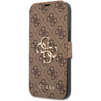Чехол для iPhone 13 Pro Max Guess PU 4G Big metal logo Booktype Brown (GUBKP13X4GMGBR)