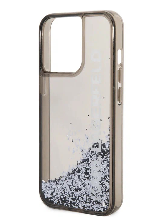 Чехол для iPhone 13 Pro Max Lagerfeld Liquid Glitter Elongated logo Hard Translucent Black (KLHCP13XLCKVK)