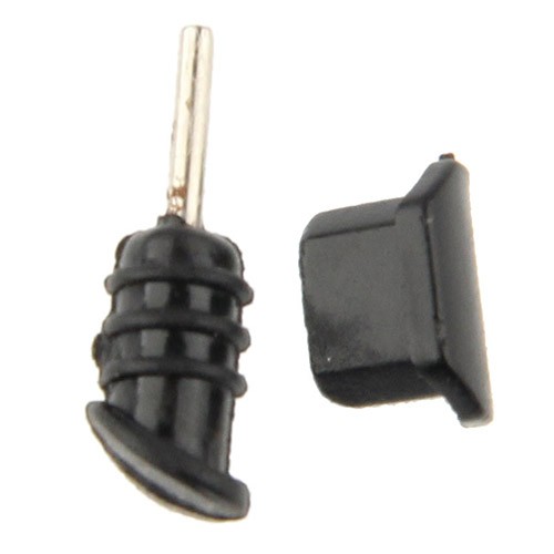 Комплект заглушек в разъем для зарядки Micro USB + заглушка в разъем для наушников 3.5 мм для Samsung / HTC / Sony / Nokia и др. (Черные)