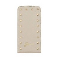 Кожаный чехол Guess для Samsung Galaxy S5 Mini с флипом Studded Flip, Cream (GUFLS5MSAC)