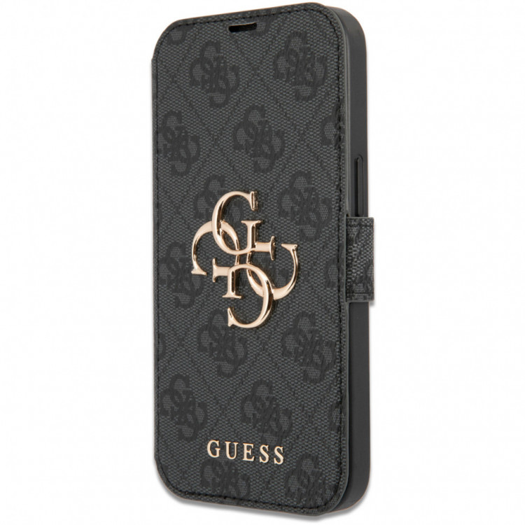 Чехол для iPhone 13 Pro Max Guess PU 4G Big metal logo Booktype Grey (GUBKP13X4GMGGR)