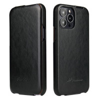 Кожаный чехол с вертикальным флипом для iPhone 13 Fierre Shann (Black)