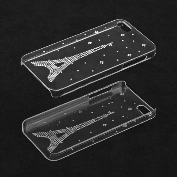 Прозрачный чехол накладка со стразами для iPhone 5/5S (Париж)