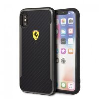Карбоновый чехол Ferrari для iPhone X/XS On-track Racing Shield Printed Carbon Effect Hard, Black (FESPCHCPXCBBK)
