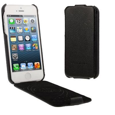 Кожаный чехол с флипом для iPhone 5/5S/SE "блокнот" Leather Flip Case (Black)