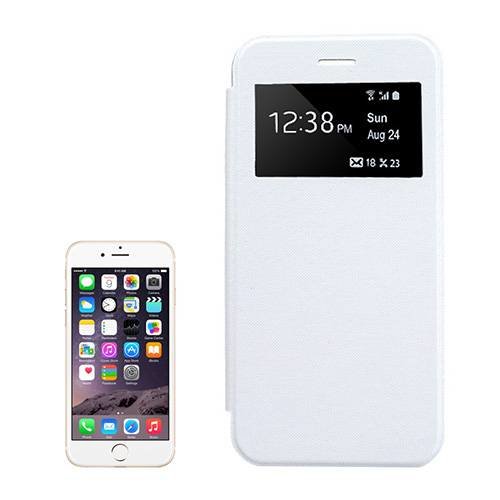 Кожаный чехол книжка для iPhone 6 Plus / 6+ с окошком для дисплея (белый) 1.0