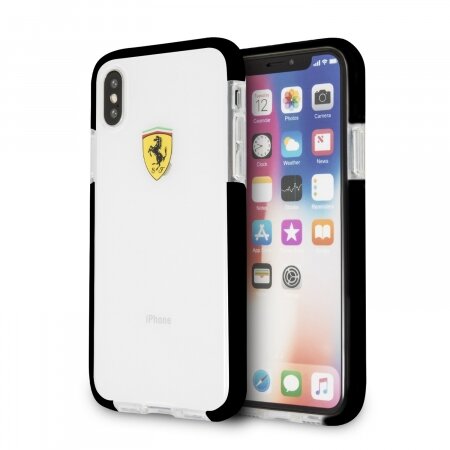 Гелевый противоударный чехол Ferrari для iPhone X/XS On-Track Shockproof Hard TPU, Transp/Black (FEGLHCPXBK)