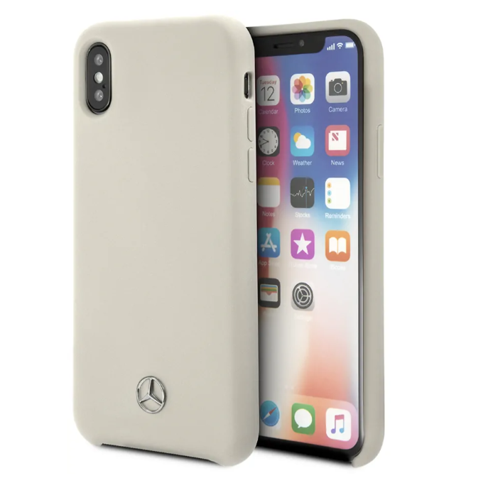 Силиконовый чехол-накладка для iPhone X/XS Mercedes Silicone line Hard, Beige (MEHCPXSILBE)