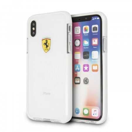 Гелевый противоударный чехол Ferrari для iPhone X/XS On-Track Shockproof Hard TPU, Transparent (FEGLHCPXWH)