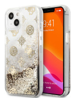 Чехол для iPhone 13 mini Guess  Liquid Glitter Peony Hard Gold (GUHCP13SLGPEGO)