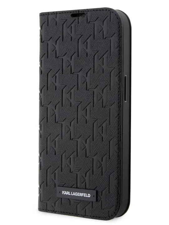 Чехол-книжка для iPhone 13 Pro Max Lagerfeld PU Saffiano Monogram Black (KLBKP13XSAKLHPK)