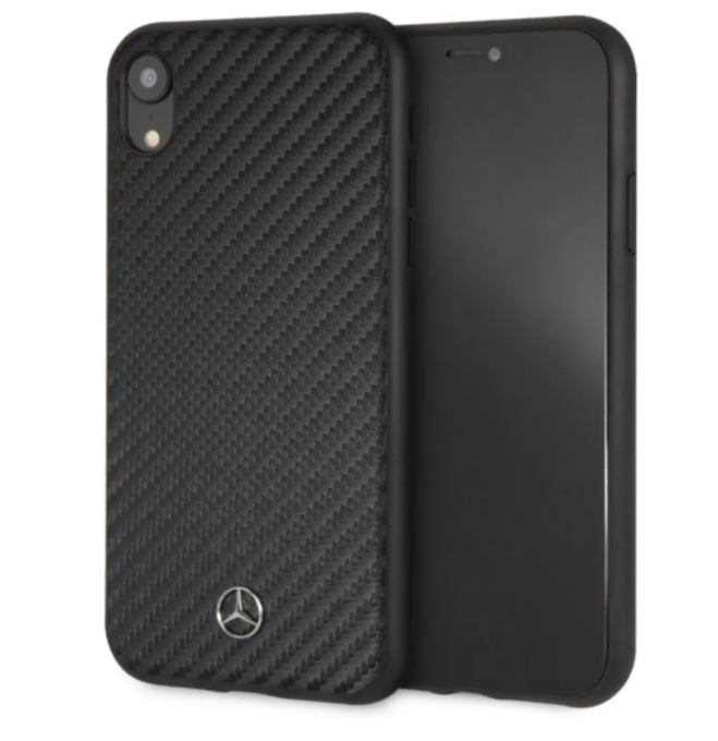 Карбоновый чехол-накладка для iPhone XR Mercedes Dynamic PU leather Hard, Black (MEHCI61SRCFBK)