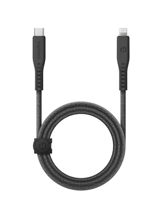 Кабель EnergEA FLOW USB-C to Lightning MFI C94 PD60W 3A Black 1.5 метра (CBL-FLCL-BLK150M)