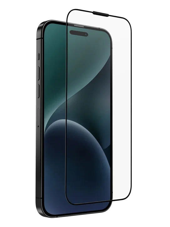 Защитное стекло для iPhone 15/14 Pro Uniq OPTIX с антибликовой поверхностью и сеткой от пыли Clear/Black 