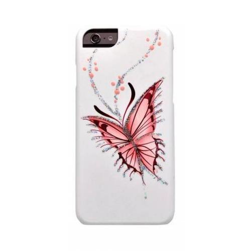 Чехол накладка iCover для iPhone 6/6S HP Happy Butterfly (IP6/4.7-HP/W-HB), розовая бабочка на белом фоне