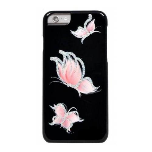 Чехол накладка iCover для iPhone 6/6S HP Pure Butterfly Black/Pink (IP6/4.7-HP/BK-PB/P), розовые бабочки на черном фоне