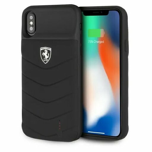 Чехол аккумулятор Ferrari для iPhone X/XS Powercase Hard 3600 mAh, Black (FEOQUPCFCPXBK)