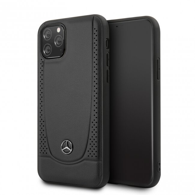 Кожаный чехол-накладка для iPhone 11 Pro Mercedes Urban Smooth/perforated Hard Leather, Black (MEHCN58ARMBK)