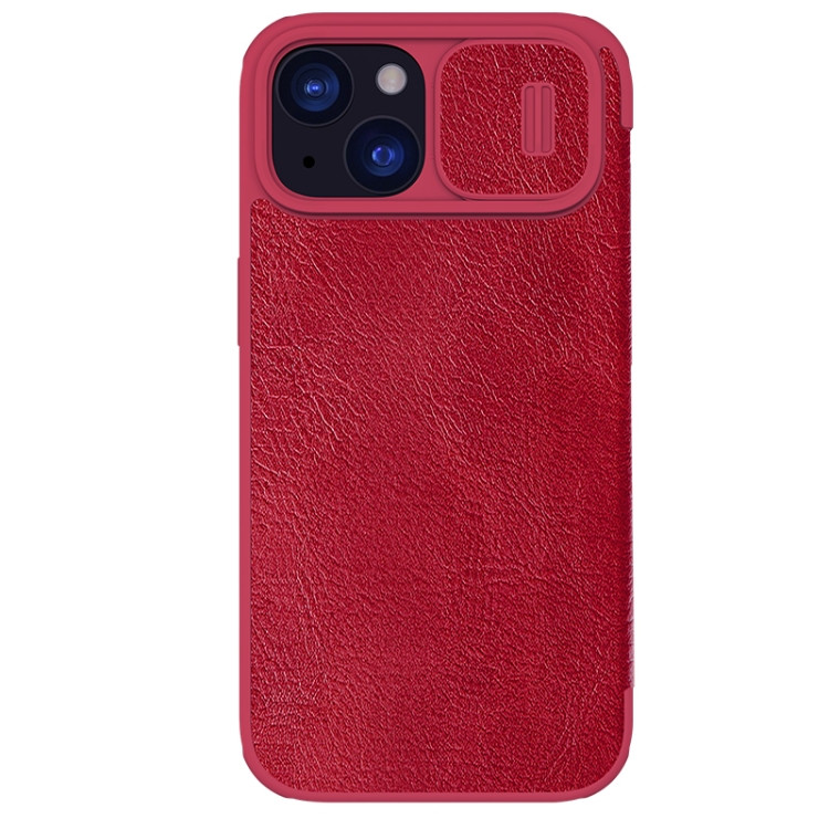 Кожаный чехол книжка Nillkin QIN Pro для iPhone 15, Red