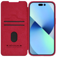 Кожаный чехол-книжка NILLKIN QIN Pro для iPhone 15, красный