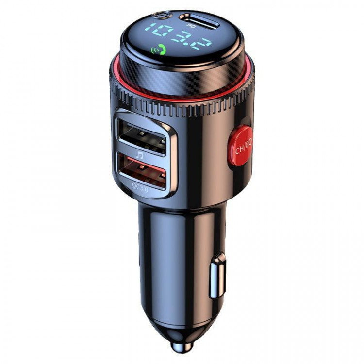 Bluetooth FM трансмиттер T23 с Hands-free и Type-C PD30W + 2 USB-A в автомобильное зарядное устройство