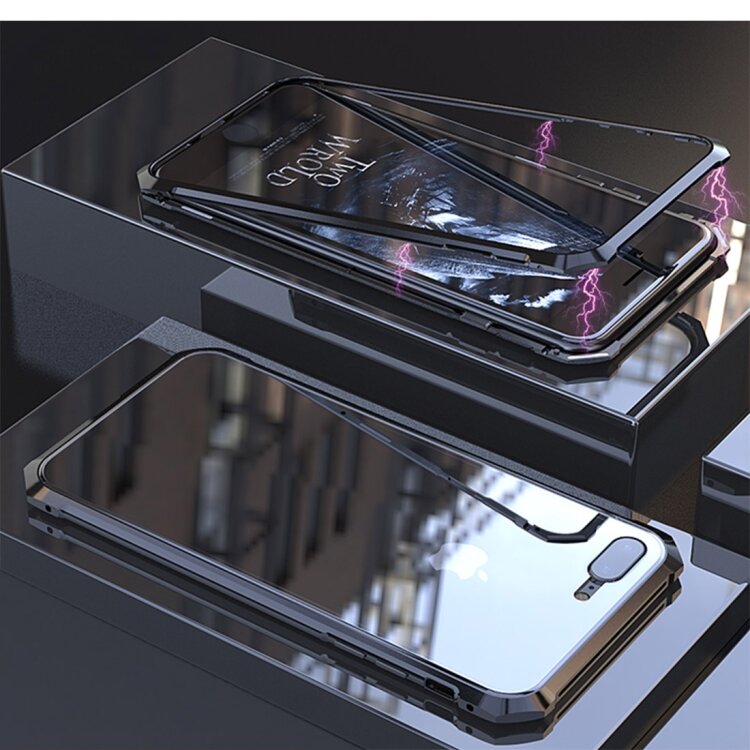 Магнитный чехол для iPhone 8 Plus / 7 Plus со стеклянной панелью (Black)
