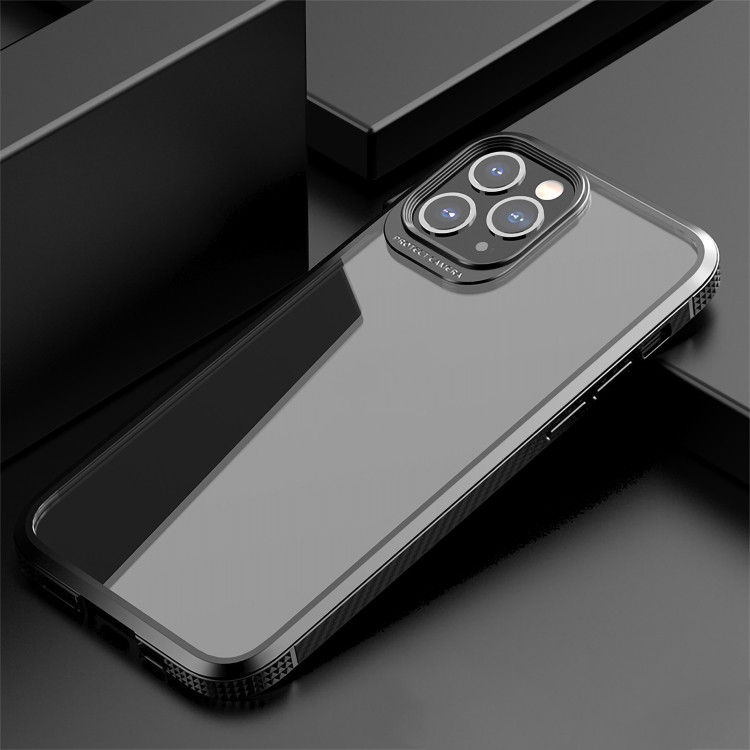 Противоударный чехол для iPhone 11 Pro Max iPAKY MG Series Carbon Fiber с прозрачной задней панелью (Black)