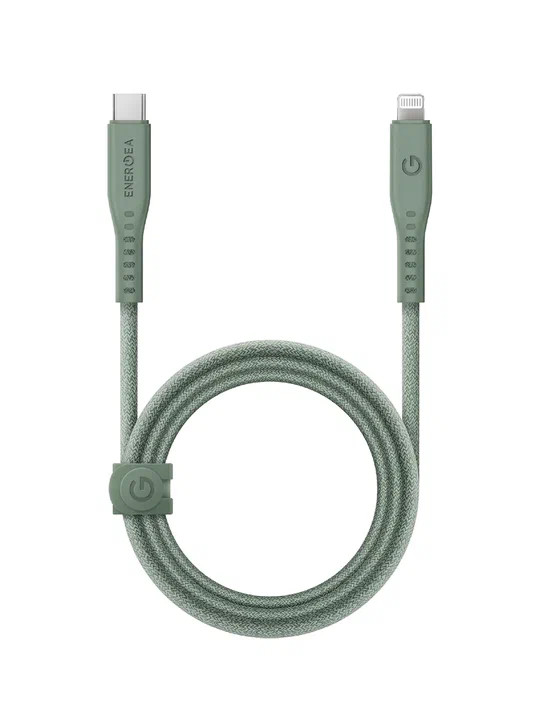 Кабель EnergEA FLOW USB-C to Lightning MFI C94 PD60W 3A Green 1.5 метра (CBL-FLCL-GRN150M)