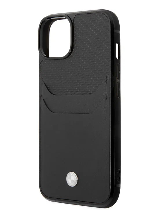 Кожаный чехол для iPhone 14 Plus BMW Signature с кардслотом Hard Black (BMHCP14M22RSEPK)