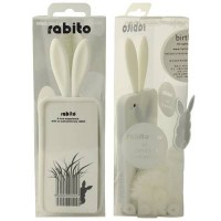 Rabito - чехол для iPhone 4, 4S с ушами кролика и пушистым хвостом (белый)
