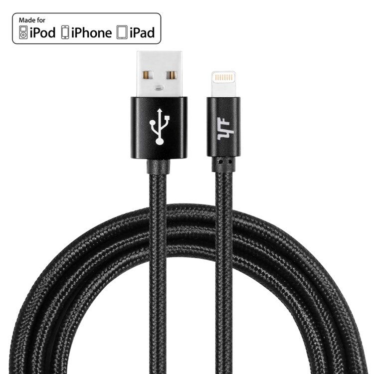 USB кабель MFI в нейлоновой оплетке для iPhone / iPod / iPad, 2.4A, 1 метр (YF-MX02)