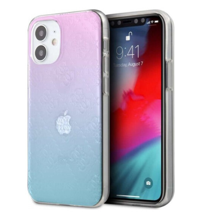 Чехол-накладка для iPhone 12 mini (5.4) Guess PC/TPU 4G in 3D raised Hard, Gradient Blue (GUHCP12S3D4GGBP)