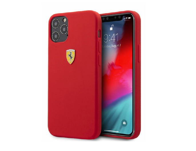 Чехол-накладка Ferrari для iPhone 12/12 Pro (6.1) On-track Liquid Silicone Strap & Metal Logo Hard Red (FESTRAHCP12MRE)