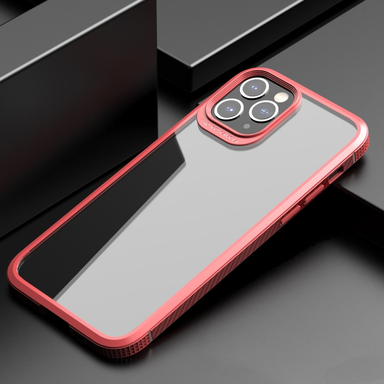 Противоударный чехол для iPhone 11 Pro Max iPAKY MG Series Carbon Fiber с прозрачной задней панелью (Red)