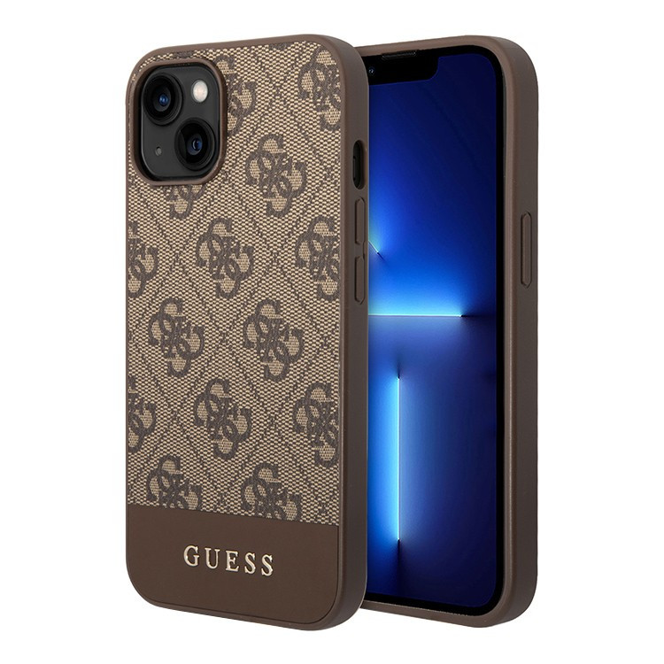 Чехол для iPhone 14 Plus Guess PC/TPU 4G Stripe w Metal logo Hard Brown (GUHCP14MG4GLBR)