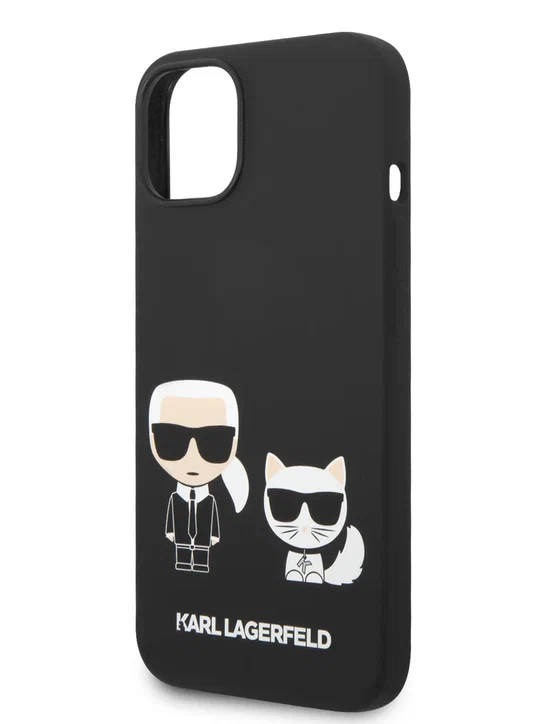 Чехол для iPhone 14 Lagerfeld Liquid silicone Karl & Choupette Hard Black (KLHCP14SSSKCK)