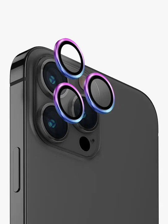 Защитное стекло для камеры iPhone 15 Pro Max Uniq OPTIX Camera Lens protector Aluminium Iridescent