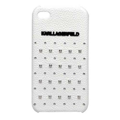 Кожаный чехол накладка для iPhone 4/4S Karl Lagerfeld TRENDY Hard White (KLHCP4TRSW)