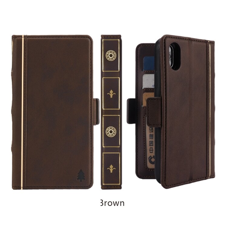 BookBook для iPhone XS / X кожаный ретро чехол книжка с разъемами для карточек (Coffee)