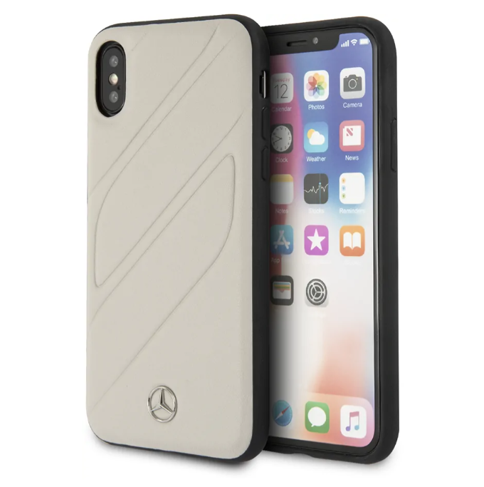 Кожаный чехол-накладка для iPhone X/XS  Mercedes New Organic I Hard Leather, Grey (MEHCPXTHLGR)