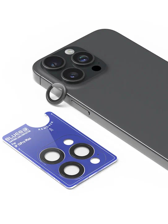 Защитное стекло для камеры iPhone 15 Pro Max BlueO Camera Lens SAPPHIRE metal armored 3 шт. Black