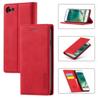 Кожаный чехол книжка для iPhone 8 / 7 / SE 2020, 2022 LC.IMEEKE Business Style с подставкой и кармашком для карт (Red)