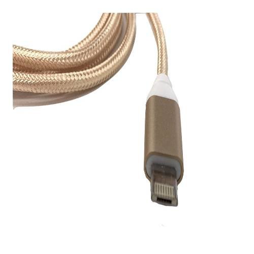 Универсальный USB кабель с одним разъемом 8 pin + Micro USB в нейлоновой оплетке для iOS / Android смартфонов(Gold)