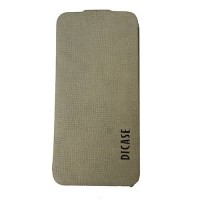 Кожаный чехол блокнот для iPhone SE / 5S / 5 Dicase с змеиной фактурой (бежевый)