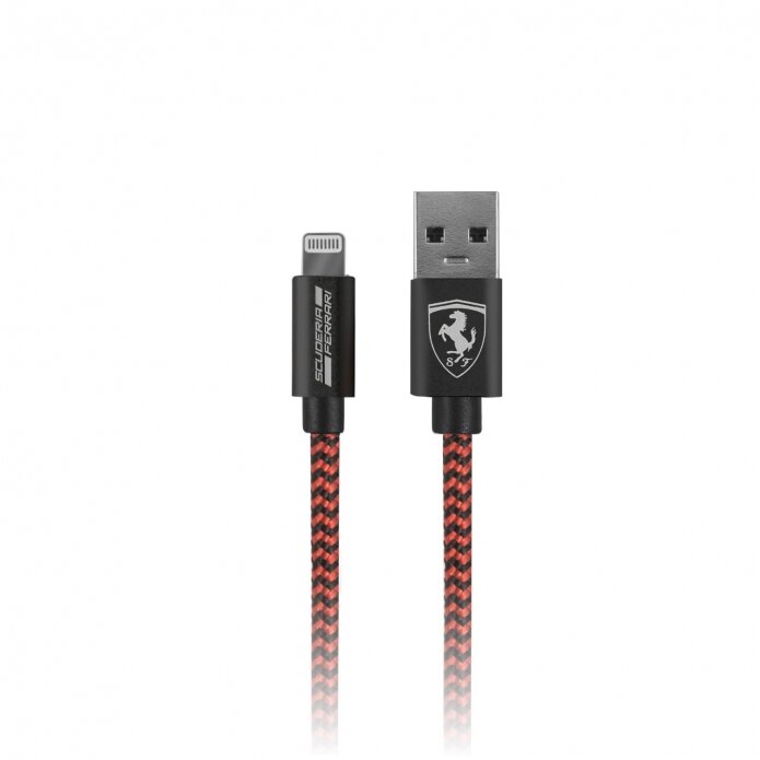 USB кабель Ferrari Nylon Lightning MFI Red 1.5 метра (FETCNYBK)