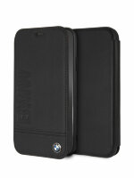 Кожаный чехол-книжка для iPhone XR BMW Signature Logo Imprint Booktype Leather Black (BMFLBKI61LLSB)