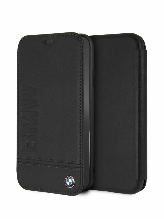 Кожаный чехол-книжка для iPhone XR BMW Signature Logo Imprint Booktype Leather Black (BMFLBKI61LLSB)