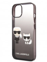 Чехол для iPhone 14 Lagerfeld PC/TPU Karl & Choupette Hard Gradient Black (KLHCP14STGKCK)